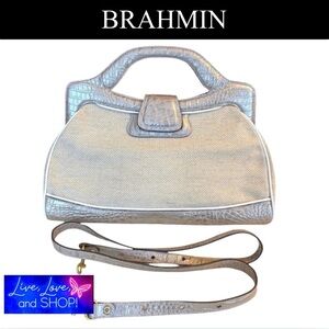BRAHMIN Metallic Handbag w/Original Crossbody Shoulder Strap, EUC